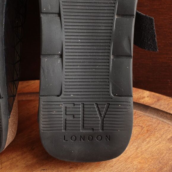 Fly London Sandals Womens SZ EU 40 US 9-9.5 BLK Iridescent Leather Slide Shoes - Picture 13 of 14